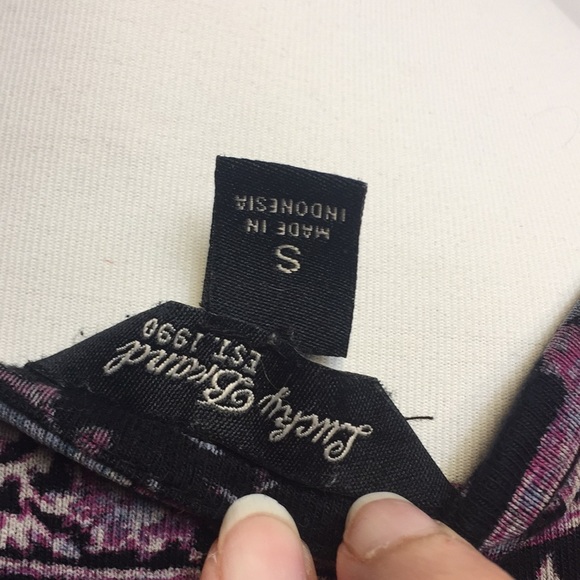 Lucky Brand Navy Purple Mini Dress Paisley Boho Tunic Stretch Pockets - Picture 7 of 7